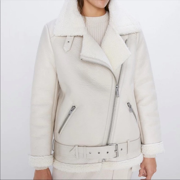 Beige shearling jacket - Picture 5 of 8
